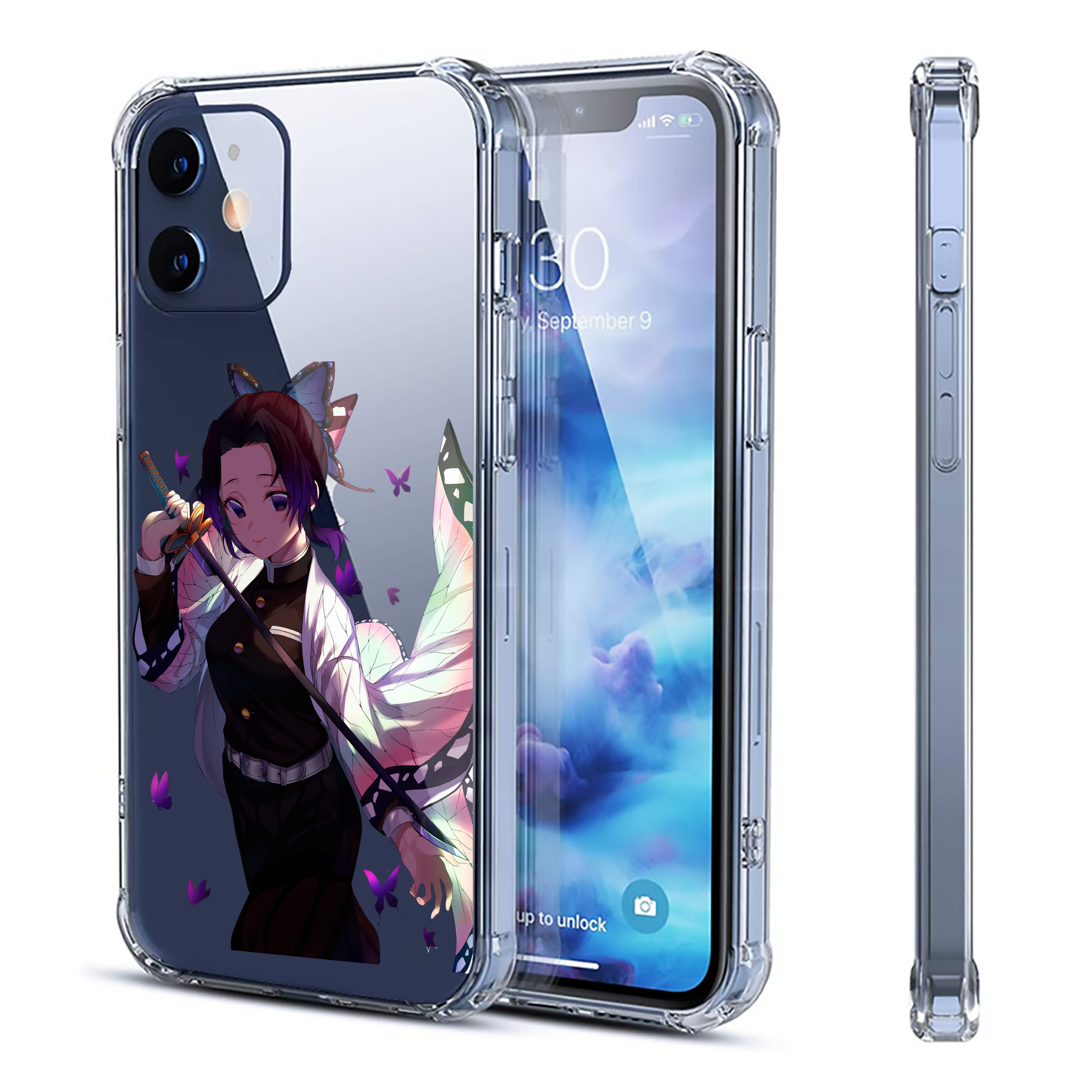 （画像用） 鬼滅の刃（きめつのやいば）蟲柱-胡蝶 しのぶ／こちょう しのぶ Kochou Shinobu 【iPhone 12シリーズ対応】透明スマホケース（クリアソフトケース）